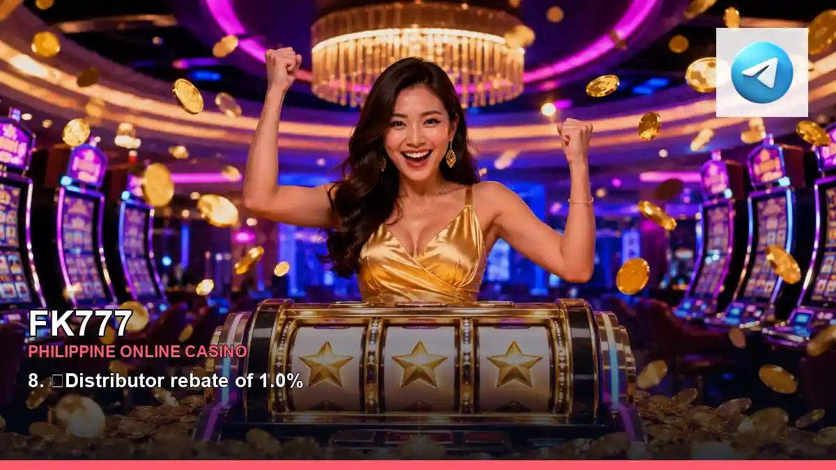 FK777 jackpot slot games featuring an adult Filipina casino host with a celebratory composition